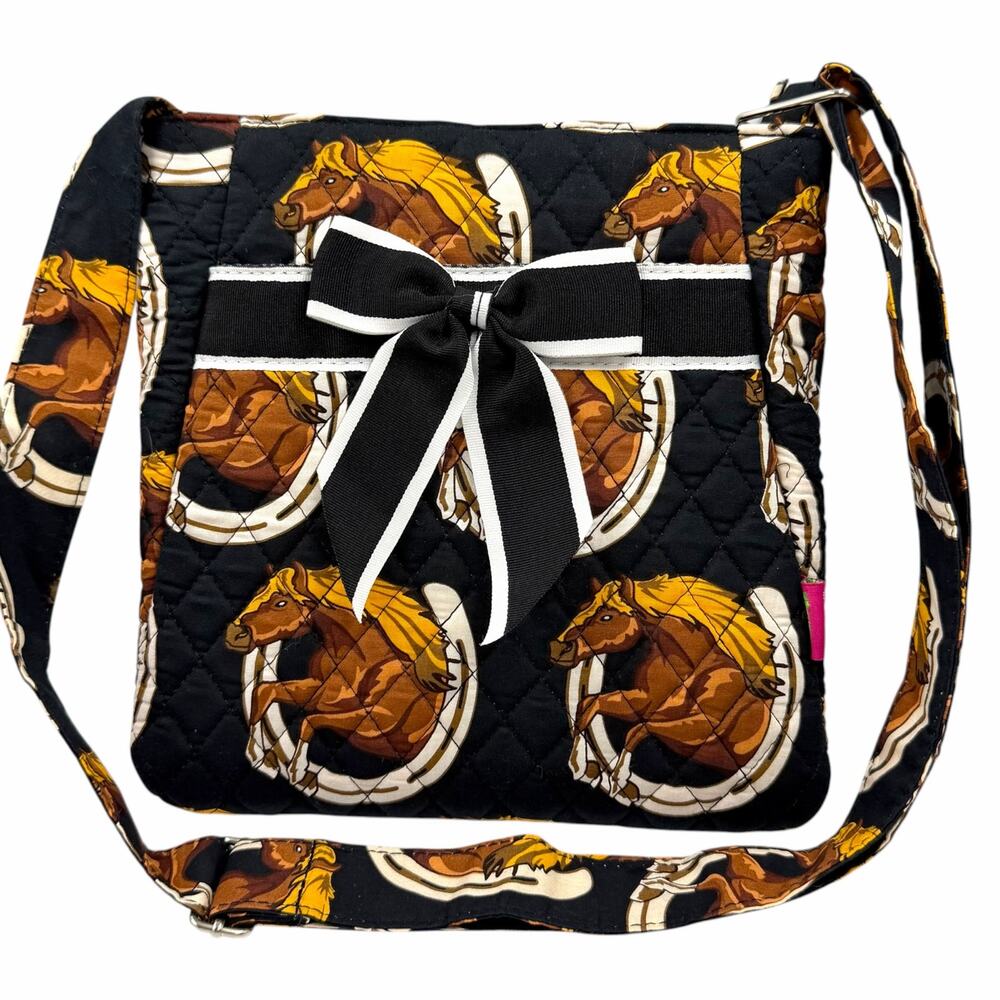 N Gil Quilted Crossbody Bag Horse Black Western Purse Horseshoe Equestrian Retro